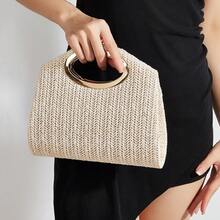 AIBBYDAR New Fashion Woven Handbag For Women, Versatile For Holiday, Beach, Business Commute, Casual, Minimalist, Beach, Vacation Essential - Màu be - Xem 10