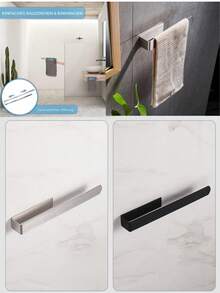 1pc New Stainless Steel Bathroom Towel Rack, No Drilling Wall Mounted Towel Bar, Toilet Paper Holder For Kitchen - Multicolor - View 7