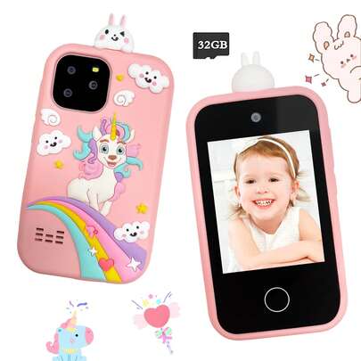 儿童益智智能玩具手机，独角兽造型，支持存储卡，多种款式可选，惊喜礼物，适合3-12岁儿童的精美生日礼物