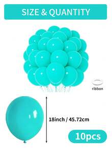 蓝绿色气球套装，124/60/10个装，18英寸、12英寸、10英寸、5英寸蓝绿色乳胶气球拱门花环套装，适用于生日、婚礼、感恩节、性别揭晓派对、订婚、毕业典礼、洗礼、美人鱼主题派对装饰 - 青碧色 - 查看 14