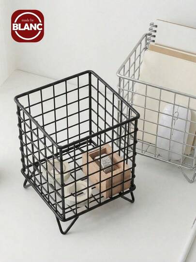 1 件 16x13.5x13.5cm 金属方形桌面篮子化妆品分类收纳整理器黑色银色粉色支架文具用品篮子，厨房，厨房配件，厨房工具，收纳厨房，化妆品收纳，婚礼用品，花卉装饰，家居用品，桌子，家居装饰，家居整理和收纳，房间装饰，房间装饰卧室