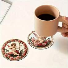 4pcs/6pcs/300pcs Cupid Printed Diatom Mud Coasters Are Suitable For Home Decoration, Coffee Shops, Afternoon Tea, Restaurant Decoration, Theme Parties, Daily Decoration, And Can Also Be Given As Gifts - Multicolor - View 4
