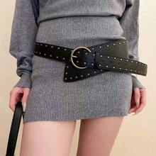 Punk Style Rivet Decor Leather Belt, Versatile Buckle Waist Strap, Pants Belt, Punk Style, All Season - Multicolor - View 21