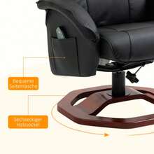 HOMCOM Massage Chair With Footrest, 360° Swivel, Adjustable, Faux Leather Upholstery, 73 X 83 X 106 Cm For Relaxation - Black - View 6