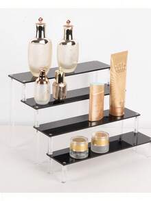1pc Acrylic Multi-Tier Storage Rack, 1-5 Layers Shelves, Tiered Display Stand For Perfume, Skincare, Cosmetics, Suitable For Living Room, Bathroom, Bedroom, Home Decor , Makeup Room Decor - Black - View 1