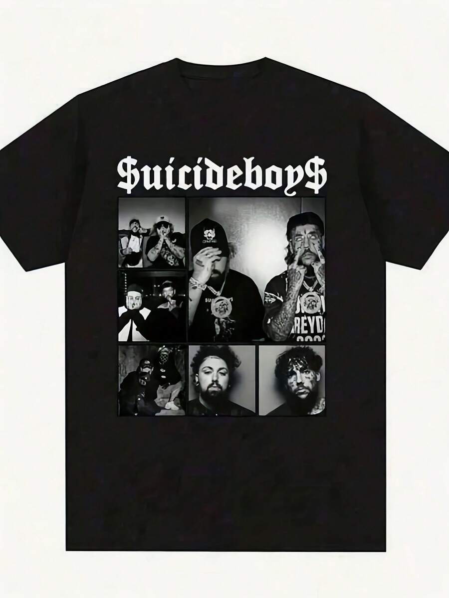 Suicideboy Era Tour Graphics Print T-Shirts For Men Harajuku Hip Hop Rock Style T Shirts Unisex Fashion Oversized Street T Shirt Tee Comfortable Comfortable - 款式25 - 查看 1