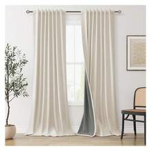 NaturalBlackout Curtains 90 Inch Long - 2 Panels Room Darkening Drapes For Bedroom/Living Room - Beige Linen Light Blocking Thermal Insulated Curtains - 如圖632 - 查看 1
