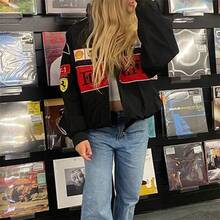Unisex Racing Jacket For Adults In Retro Style Motorcycle Jacket Outdoor Outerwear - Đen A - Xem 3