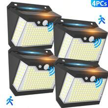 166 LED Solar Wall Light, White Light Floodlight With Motion Sensor, 3 Lighting Modes, IP65 Waterproof. Suitable For Outdoor Wall Lighting, Garden, Garage Door, Porch, Fence, Garden Decor - White Light - View 12