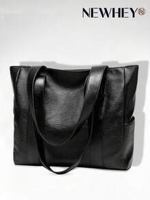NEWHEY 男士小型简约手提包 - PU 皮革单肩托特包，时尚大容量工作包，适合大学生、办公室、商务通勤、便携式购物袋/笔记本电脑包 - 彩色 - 查看 9