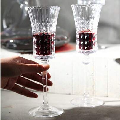 12pcs Elegant Champagne Glasses - Premium Diamond Cut Embossed Body, Reusable, Suitable For Home Use, Hand Wash, Perfect For Valentine's Day Party, New Year Gathering, Ramadan Or Back To School Season