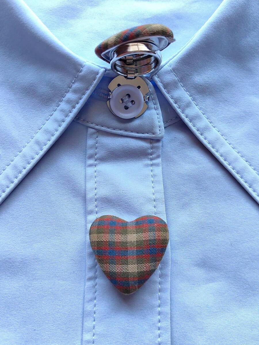 1pc/2pcs Elegant Heart-Shaped Geometric Pattern Button Set, Shirt Button Set, Clip-On Button Set, Fashionable Crystal Cufflink Set, Suitable For Tuxedo And Wedding Dress Decoration - Multicolor - View 1