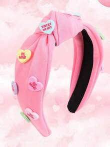 1pc Sweet & Elegant Solid Color Fabric Letter Heart Headband, Wide Knotted Headpiece For Women, Suitable For Party, Valentine's Day, Casual Wear, Gift For Girlfriend ,Hair Hoop Hairband For Women ,Diadema - Nhiều màu - Xem 3