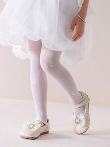 1 chiếc quần legging trẻ em mùa xuân/hè họa tiết thỏ trắng, kiểu dáng tối giản cổ điển, thân thiện với da, thoải mái, nhẹ, thoáng khí, đa năng, phù hợp cho mặc hàng ngày, kỳ nghỉ, tiệc tùng, du lịch, đi học. - trắng - Xem 5