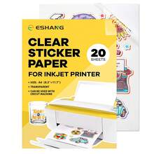 10/20 Sheets A4 Size Printable Vinyl Stickers, Suitable For Inkjet Printers, 100% Transparent Non-Waterproof/65% Transparent Waterproof Stickers, Self-Adhesive, Size 8.3 Inches X 11.7 Inches, Quick Drying And Strong Ink Adhesion.