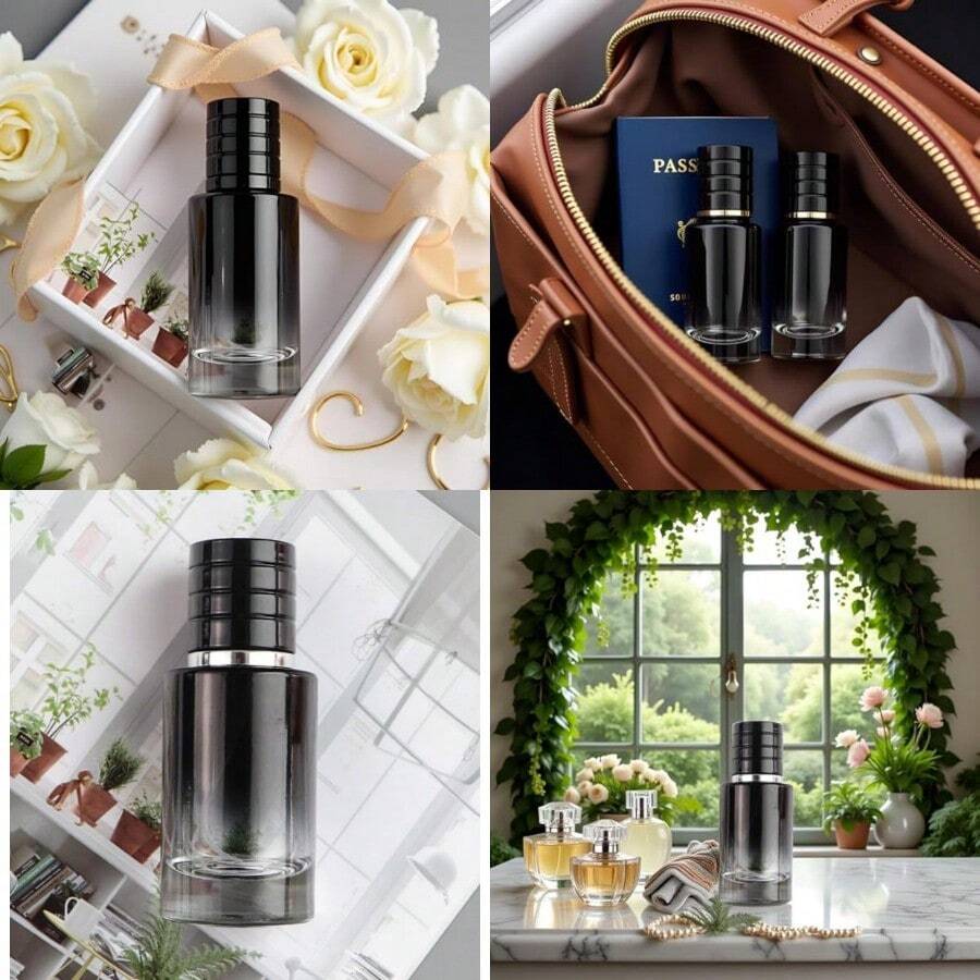 Black 30ml Perfume Atomizer Portable High-Grade Glass Spray Refillable Small Bottle Travel Cosmetics Outdoor Dispensing Mini Spray BottleRefillables Cosmetic Refillable Containers - 黑色 - 查看 1