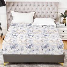YIYEA Floral Fitted Sheet Only, Premium Double Brushed Microfiber Deep Pocket Fitted Sheet Twin Size, Ultra Soft Fitted Bottom Sheet, Shrinkage, Fade Resistant, Twin - 22# Snowflake - View 6