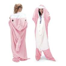 68-Inch Shark Blanket(About 175cm), Family Parent-Child Shark Pajamas, Fun Shark, Shark-Themed Pajamas For Men And Women, Novelty Animal Pajamas, Christmas And Halloween Gifts, Ultra-Soft Shark Pajamas, Suitable For Both Men And Women - 粉色 - 查看 7