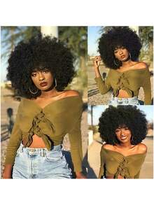 150密度 13x4 透明蕾丝前假发，适合角色扮演和日常佩戴，圣诞派对趣味节日假发，送给女孩的礼物，蓬松假发，70年代风格假发 - 彩色 - 查看 5