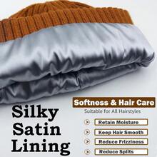 ROYBENS Womens Satin Lined Beanie For Men Wool Knit Cuffed Warm Winter Hats Fisherman Beanies Women Soft Skull Cap Unisex,6-75/8,1pcs-Camel - 1件-駱駝 - 查看 3