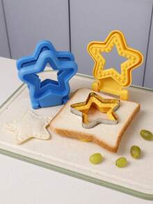 1set Creative Sandwich Mold, Star-Shaped Embossing Cutter, Pocket Bread Breakfast Maker, Versatile Baking Tool, 5-Pointed Star Mold, Portable Kitchen Embosser, Sandwich Cutter Mold, Parent-Child Baking Interaction, Easy To Make Cute Shaped Rice Balls, Pastries, Picnic Food Shaping Tool - Multicolor - View 1