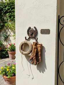 1个复古铁艺马头壁钩，做旧乡村风格，配有安装螺丝，坚固耐用，可悬挂外套、钥匙、毛巾、帽子，农舍风格家居装饰，是室内和玄关的理想节日礼物。 - 彩色 - 查看 8