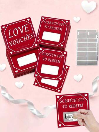 20sets-Romantic Scratch Off Love Coupon Card Set, DIY Valentine's Day Greeting Cards In English, 20 Cards + 20 Scratch-Off Coated Stickers, Perfect For Proposals, Wedding Party Decorations, Anniversaries, Birthdays, New Year, Christmas, Missing You, Couple Holiday Gifts - Adult Fun Party Games & Activities With Scratch Cards Included, Gift Cards, Surprise Cards, Birthday Gift Cards, Party Game Prizes, Gift Packaging, Couple Interaction
