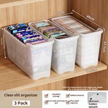 3pcs Household Storage Essential Collection - Curved Design - Heavy Duty Plastic Storage Bins, White Space-Saving Containers For Under Sink, Pantry And Cabinet Organization - Suitable For Cleaning Supplies, Home Essentials And Kitchen/Bathroom Storage (No Assembly Required), Pantry Organization And Storage, Lidded Storage Boxes, Storage Totes, Easy-To-Clean Material, Kitchen Storage Solution