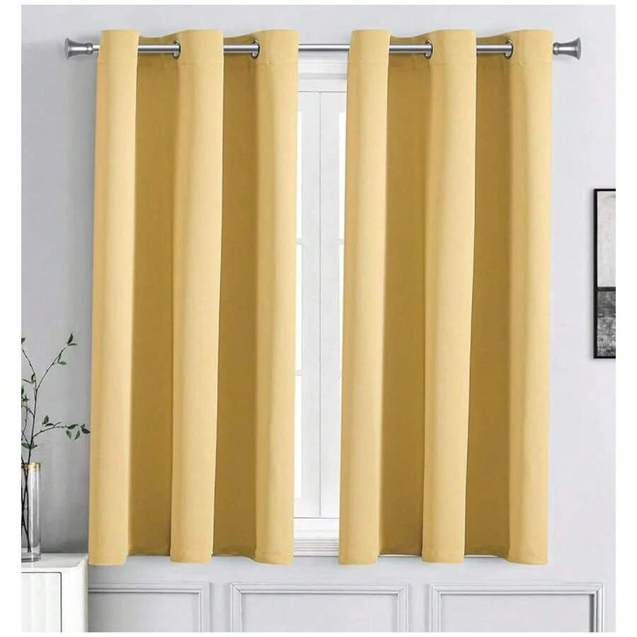 Blackout Curtains For Bedroom - Mustard Yellow Thermal Drapes, 42x45 Inch - Như Hình 120 - Xem 1