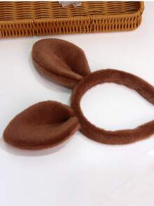 1pc Cute Animal Ear Headband, Polyester Fiber Party/Street Wear Headpiece, Suitable For Holiday, Party, Cosplay, All Seasons - Brown - View 4