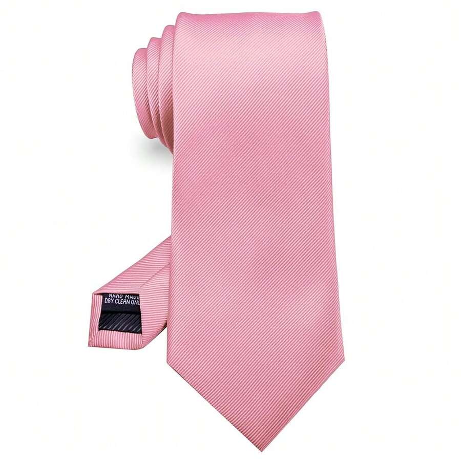 RBOCOTT Solid Color Tie Formal Necktie For Men,Pink - Pink - View 1