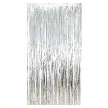3pcs Silver Foil Fringe Curtains With Shiny Metallic Thread Backdrop, Suitable For Decorating Birthday, Wedding, Party, 70s, 80s And 90s Disco Theme, Graduation, Halloween, Bachelorette Party, Anniversary Decor, Adult Satin Sheer Curtains, Glitter Aluminum Foil Fringe Curtains (Rainbow Pink Party Supplies)