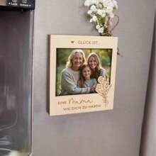 1pc Mini Photo Frame, Mother's Day Gift For Mom, Pregnancy Photo Frame, Magnetic Fridge Photo Frame, Mother's Day Gift, Magnetic Photo Frame - Wood Color - View 4