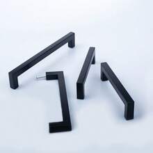 1pc Black Cabinet Handle, Matte Black T-Shaped And Square Stainless Steel Kitchen Cabinet Handle, Furniture Hardware, Door/Drawer Pull, Cabinet Knob - Black - View 4