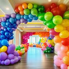 36", 18", 12", 10", 5" Globos de fiesta gruesos en colores surtidos, globos de látex para fiestas de cumpleaños, globos arcoíris elegantes, 12 piezas de globos de fiesta de colores arcoíris, adecuados para fiestas y bodas - Multicolor - Ver 7