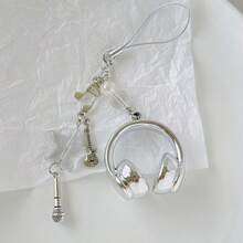 1pc New Stylish Keychain, Minimalist Style Music Headphone Keychain Pendant, Phone Case, Camera, Keychain Pendant - Multicolor - View 5