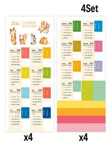 两张猫咪主题的2026-2027年月度计划贴纸，索引标签，18个月自粘便签，计划贴纸，日记分隔页，相册装饰贴纸，完美的节日礼物 - 彩色 - 查看 8