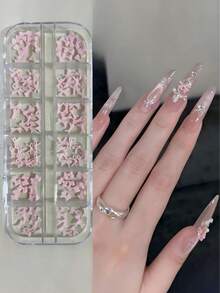 12个迷你蝴蝶结美甲饰品配件，适合情人节