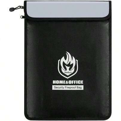 Two Pockets Fireproof Document Bag 2000, 15x 11Waterproof And Fireproof Money Bag With Zipper, Fire  Storage For Valuables,Money,Jewelry,Legal Documents,File And Tablet