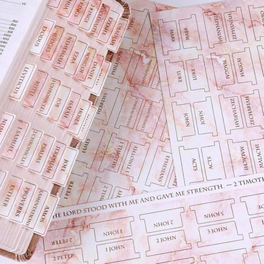 XKDOUS Spanish Laminated Bible Tabs For Women, Pesta?As Para Biblia En Espa?Ol, Large Print Bible Book Tabs Easy To Read And Apply (Gold Foil Champagne Marbling) - ColorD - 查看 1