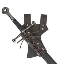 Renaissance Medieval Knight Viking Sword Stand, Double PU Leather Sword Sheaths, Halloween Cosplay Costume Prop, LARP Party Supplies, Photo Prop, Stage Performance Accessory - A - View 8