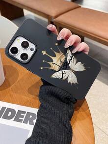 皇冠蝴蝶中东书法手机壳，2D印花图案，经典设计，适合赠送朋友、家人、情侣，生日、节日皆宜。黑色哑光软壳，防尘防水，兼容 17/16/15/14/13/12/11/Pro/Pro Max/X/XR/XS/XS Max/7/8/Plus/Air/SE2/3。