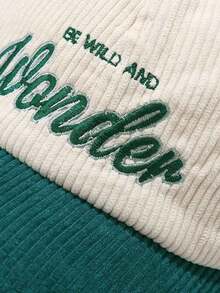 1pc Adjustable Corduroy Letter Embroidery Baseball Cap,, Shading Women Halloween KSYM - 神奇燈芯絨 - 查看 3