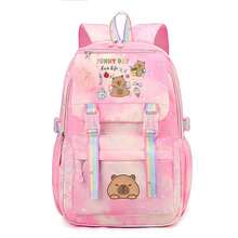 Cute Capybara Soft Nylon Backpack - Lightweight,Spacious,With Fuzzy Pom Pom Decor,School Daily Commute,Back To School Surprise Supplies Essentials - Style-b - View 15