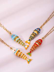 时尚流行的锦鲤吊坠项链，铜质微镶嵌锆石水滴项链，适合女性日常聚会、送礼和搭配服装。 - 錦鯉 - 查看 2