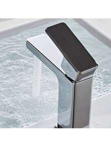 Grifo de baño de un solo orificio y una sola manija cuadrado, para agua fría y caliente - Plateado - Ver 6