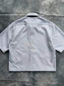 男士修身赛车风大字母印花短袖衬衫，Y2K 高街街头服饰 - 彩色 - 查看 3