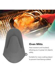 Silicone Oven Mitts, 1/2Pcs Mini Oven Mitts Rubber Oven Glove, Antiskid Waterproof Oven Gloves, Thickened Anti Scalding Cooking Mitts, For Kitchen, Baking, BBQ(Grey) - Multicolor - View 1