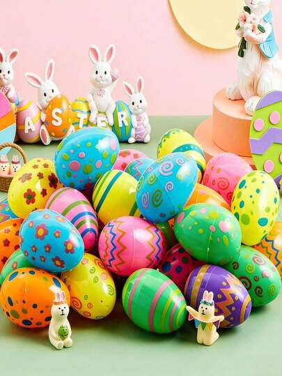 10pcs Colorful Plastic Easter Eggs, Can Be Filled With Surprises, Suitable For Easter Decoration, Also Can Be Used As Basket Fillers, Applicable For Various Events And Parties - Random Colors And Styles.