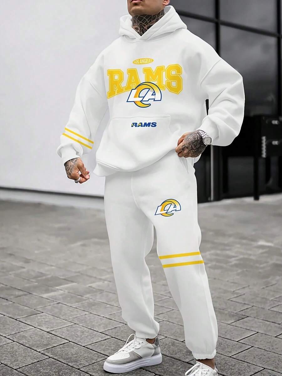 Los A-Ngeles Rams Casual Hoodie Jogging Sweatpants Tracksuit Set, Football Team Men's Tracksuit Set, Men's Game Day Hoodie Set - Multicolor - View 1